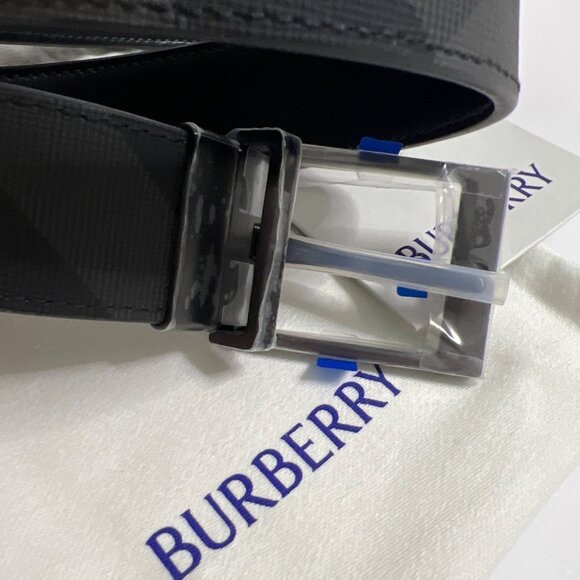 Burberry Louis Reversible Check Leather Belt Charcoal Graphite Size 105 / 42 - Picture 4 of 13